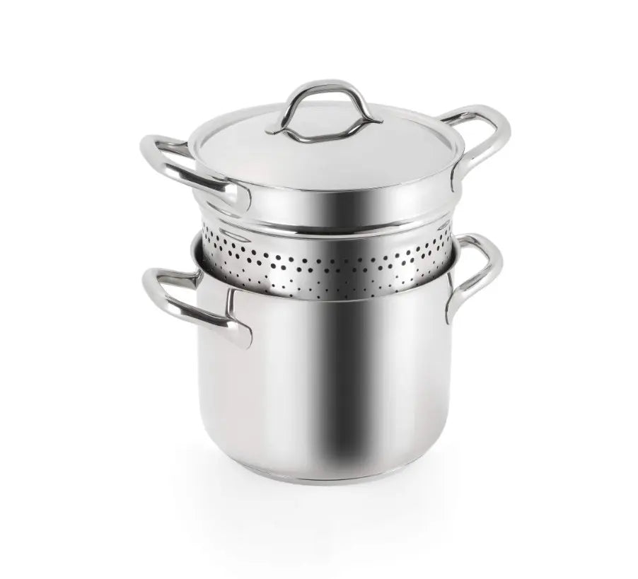 Spaghettiera con coperchio Ø 22 cm in acciaio inox 18/10