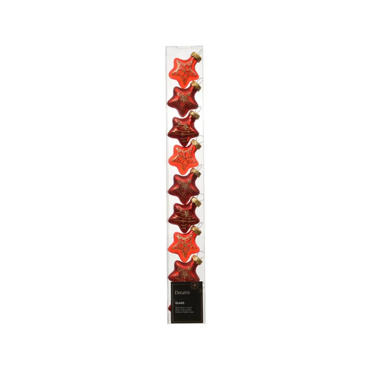 Box 9 stelle di Natale in vetro rosso lucide e opache H3 cm