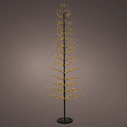 Albero di Natale in ferro con micro LED bianco caldo Ø110 × H270 cm da esterno
