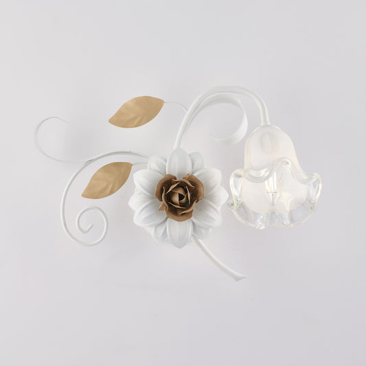 Applique in ferro laccato bianco shabby 1 luce H.40 - L.36 - P.22