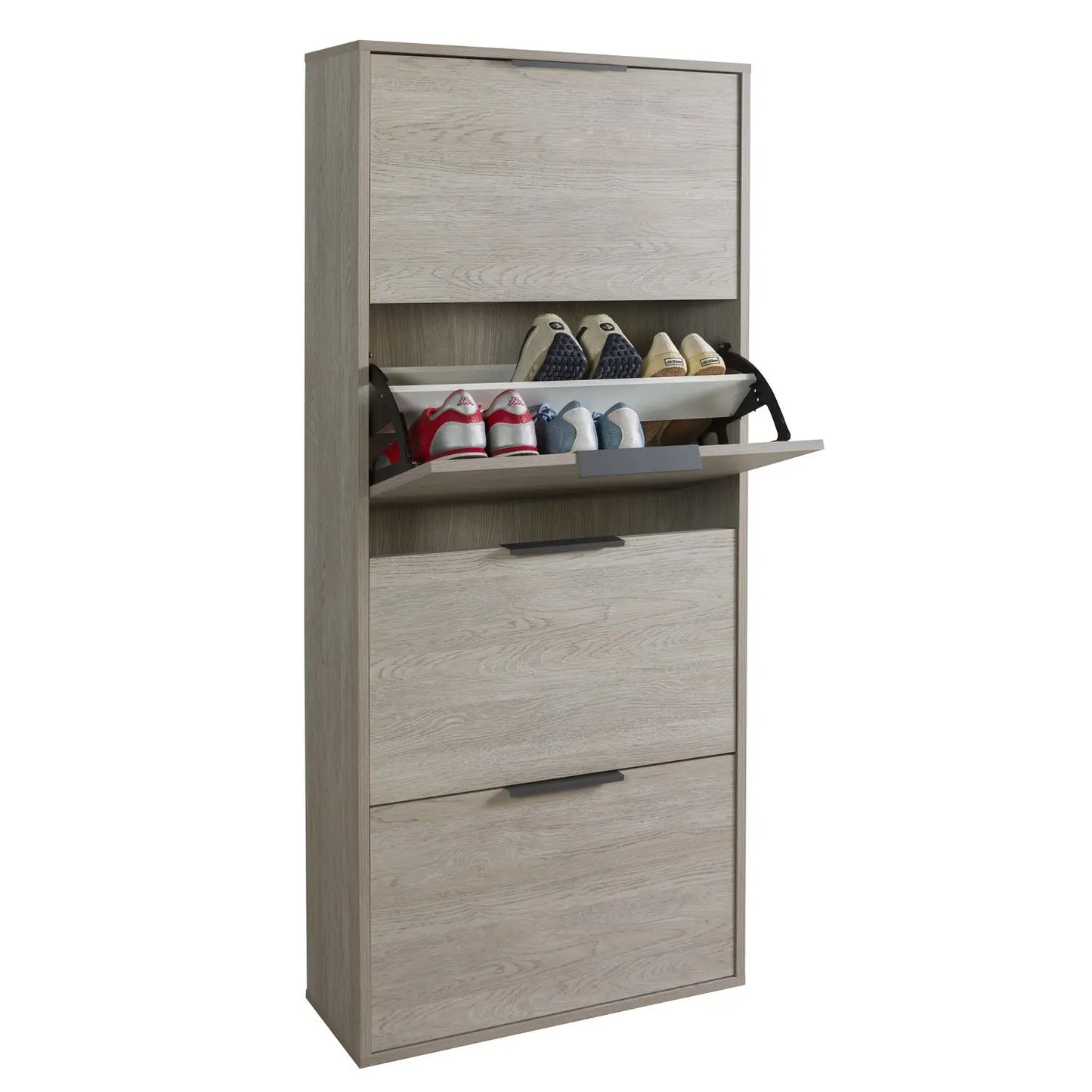 Scarpiera 4 ribalte rovere gessato  cm 65x25x147 h