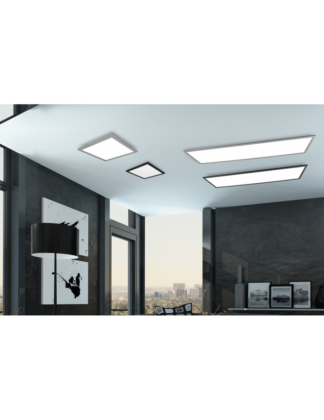 Plafoniera Applique Moderna Led Dimmer 34w Alpha Nero Trio Lighting