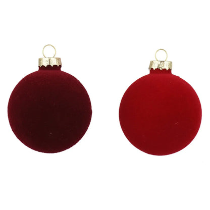 Box 6 palline di Natale in vetro floccato assortite Ø8 cm
