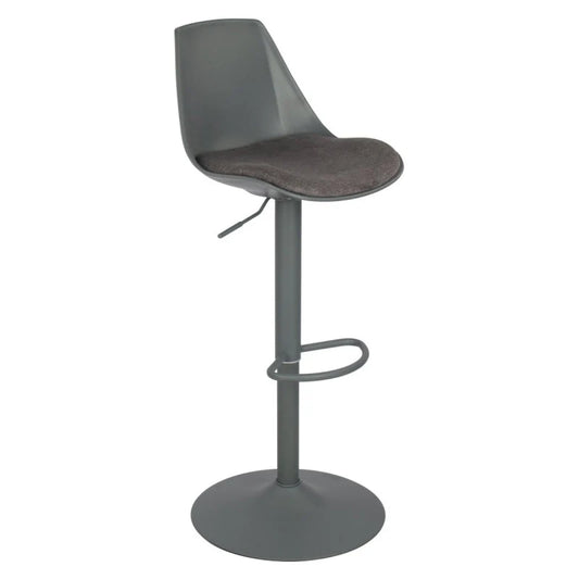 Sgabello Samuel in PP e cuscino in tessuto grigio scuro