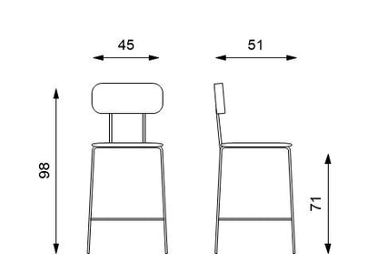 2x Sgabello in polipropilene con seduta verde