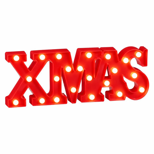 Scritta Xmas rossa con 22 LED a batteria