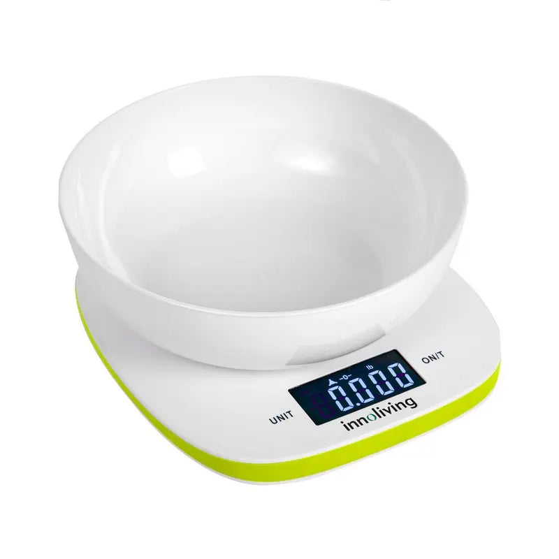 Bilancia digitale da cucina con ciotola 5 Kg display LCD retroilluminato verde
