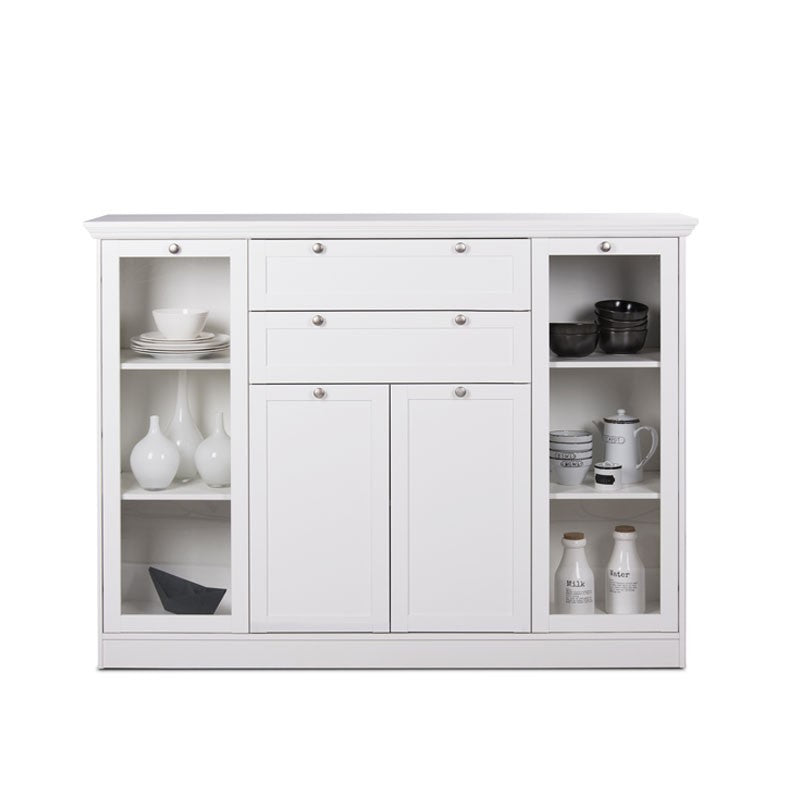 Mobile credenza con vetrina 4 ante 2 casssetti bianco 160x40xh.120cm