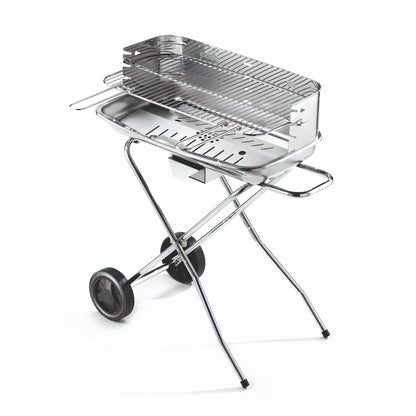 Barbecue 60x40 cm Pro in acciaio inox con carrello e griglia regolabile