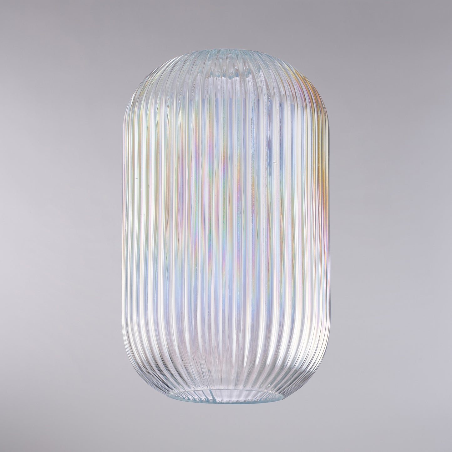 diffusore in vetro soffiato trasparente con decoro rigatura in rilievo H.34 - Ø20