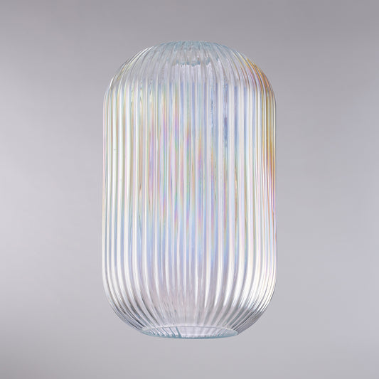 diffusore in vetro soffiato trasparente con decoro rigatura in rilievo H.34 - Ø20