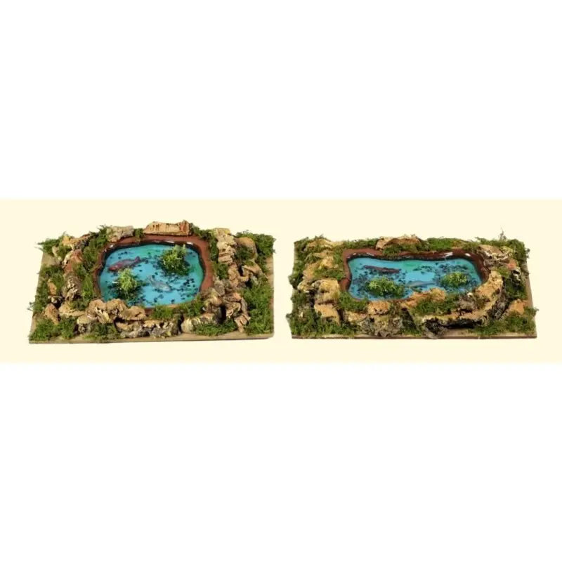 Lago per presepe con effetto acqua e pesci 20 × 14 × H3,5 cm – 1 pezzo assortito