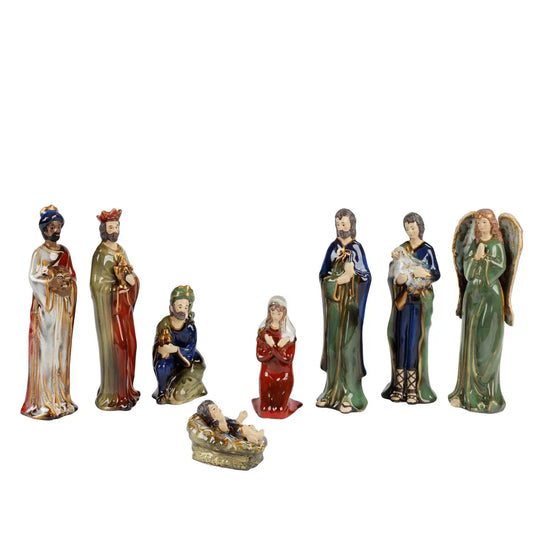 Set Natività in resina verde H18 cm – 8 pezzi