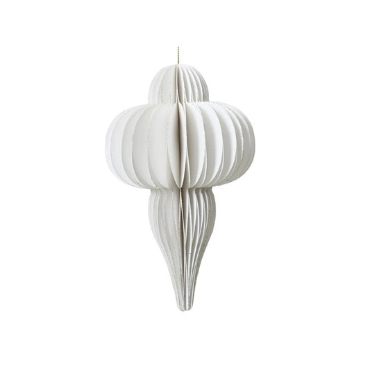 Decorazione natalizia a goccia in carta bianca 12 × H20 cm