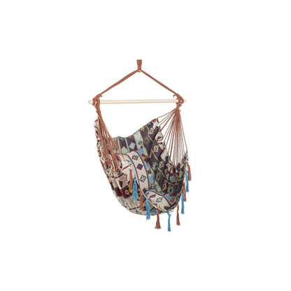 Bizzoto amaca pensile Santender azzurro/beige cm 120x146 con barra in legno