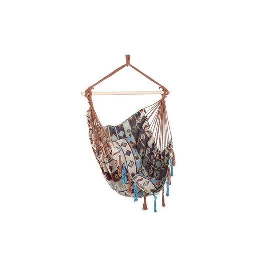 Bizzoto amaca pensile Santender azzurro/beige cm 120x146 con barra in legno
