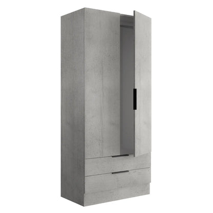Armadio Composad cemento con 2 ante e 2 cassetti cm 82x46x184h