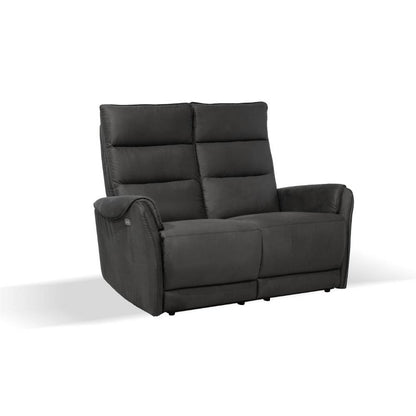 Divano 2 posti con 2 recliner elettrici effetto nabuk grigio  135 x 98 x 109 cm