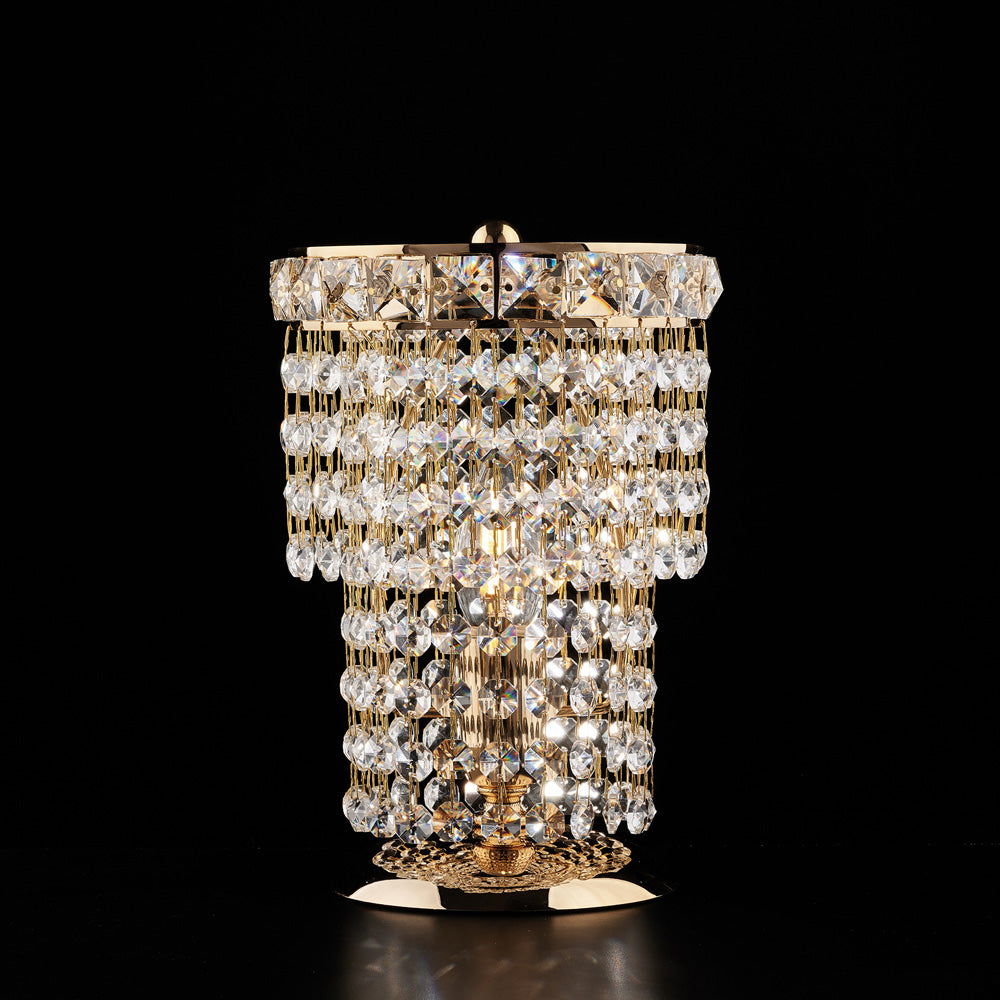 Lumetto in ferro e ottone dorato con strass 1 luce H.24 - Ø16