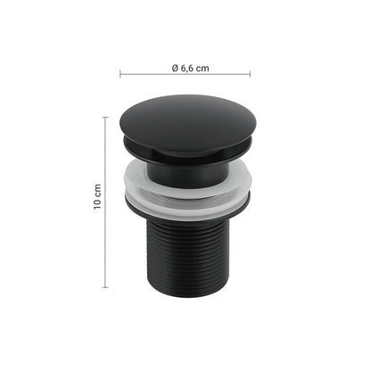 Piletta clic clac 03 in acciaio inox nero matt universale 9-10 x 6 x 6 cm