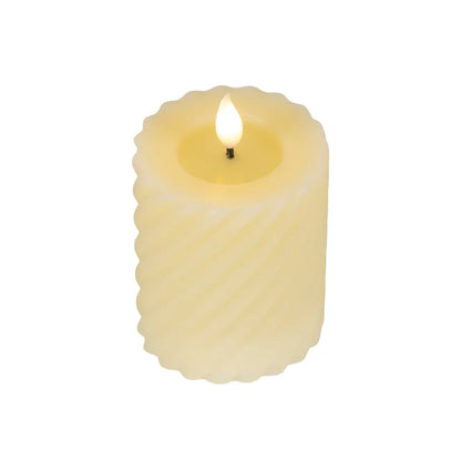 Candela in cera crema con LED Ø7,5 × H12 cm