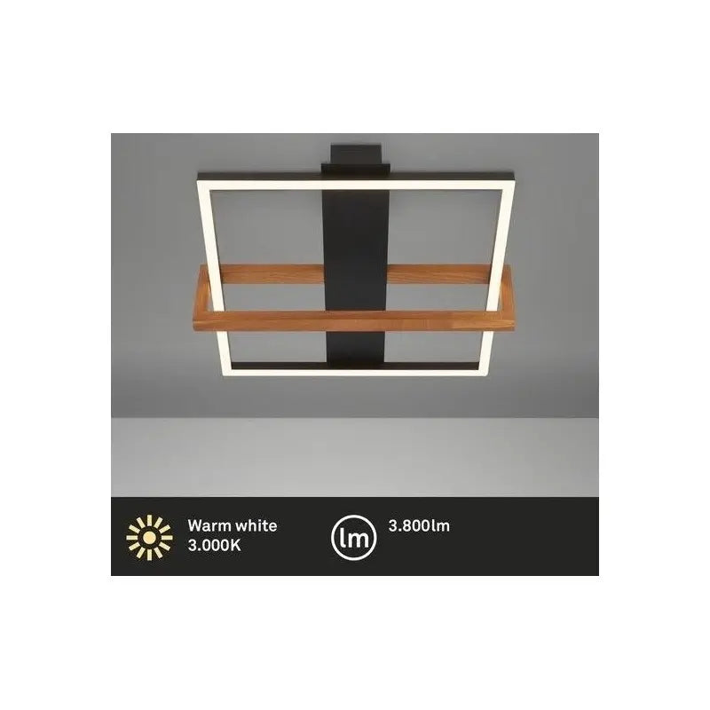Applique/plafoniera LED Nested 33W 3300 lm 3000K 50,5×28,5 cm nero e legno