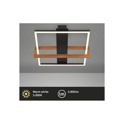 Applique/plafoniera LED Nested 33W 3300 lm 3000K 50,5×28,5 cm nero e legno