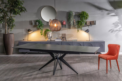 Tavolo Allungabile Grigio Vintage-Nero Opaco X, 90x160-240x76 cm