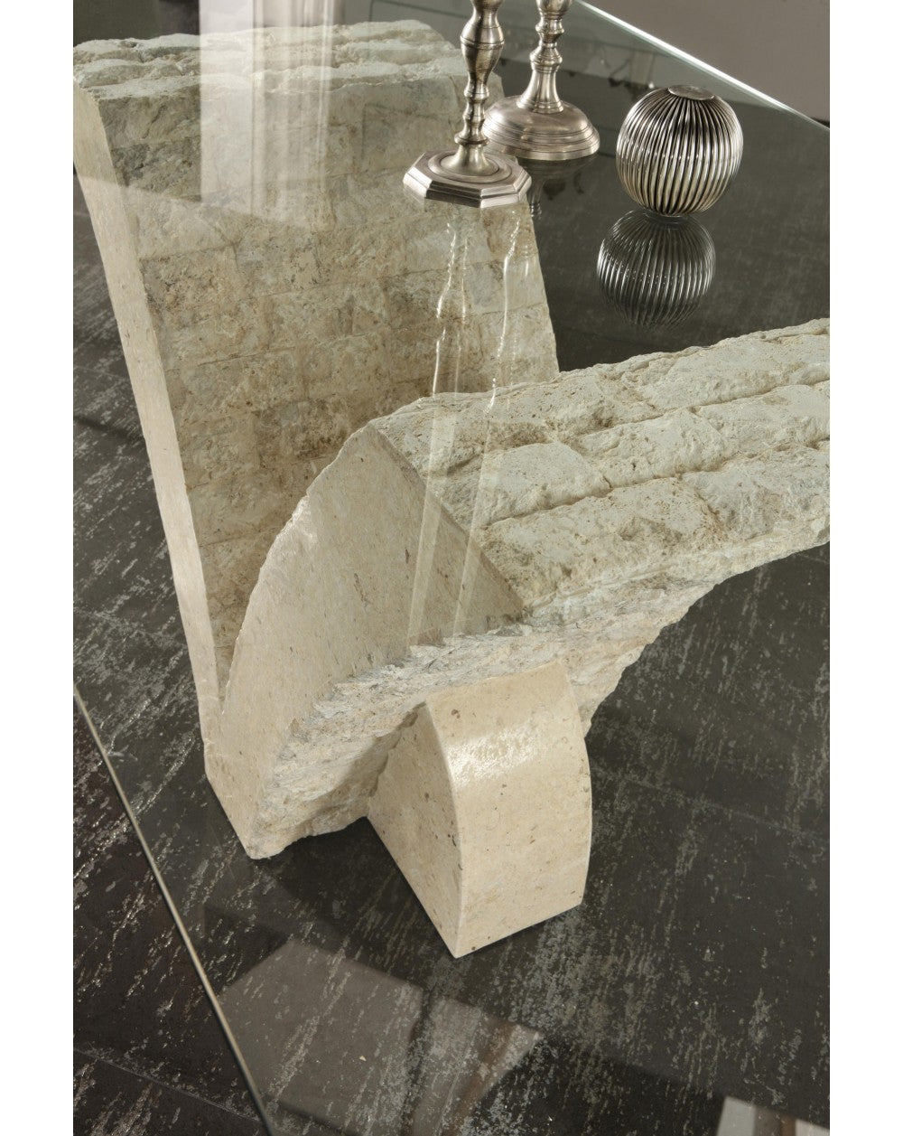 Tavolo fisso trasparente-beige 100 cm x 180 cm H. 76 cm