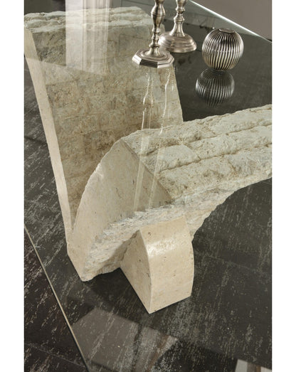 Tavolo fisso trasparente-beige 100 cm x 180 cm H. 76 cm