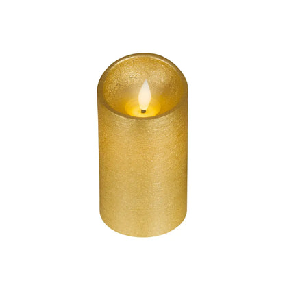 Candela in cera oro con LED Ø7,5 × H13,5 cm
