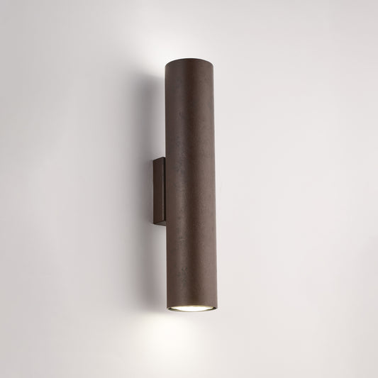 Applique in ferro laccato nero GU10 con decorazione effetto ruggine 2 luci H.30 - L.8 - P.6