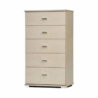 Cassettiera 5 cassetti rovere sbiancato cm 91x53x33