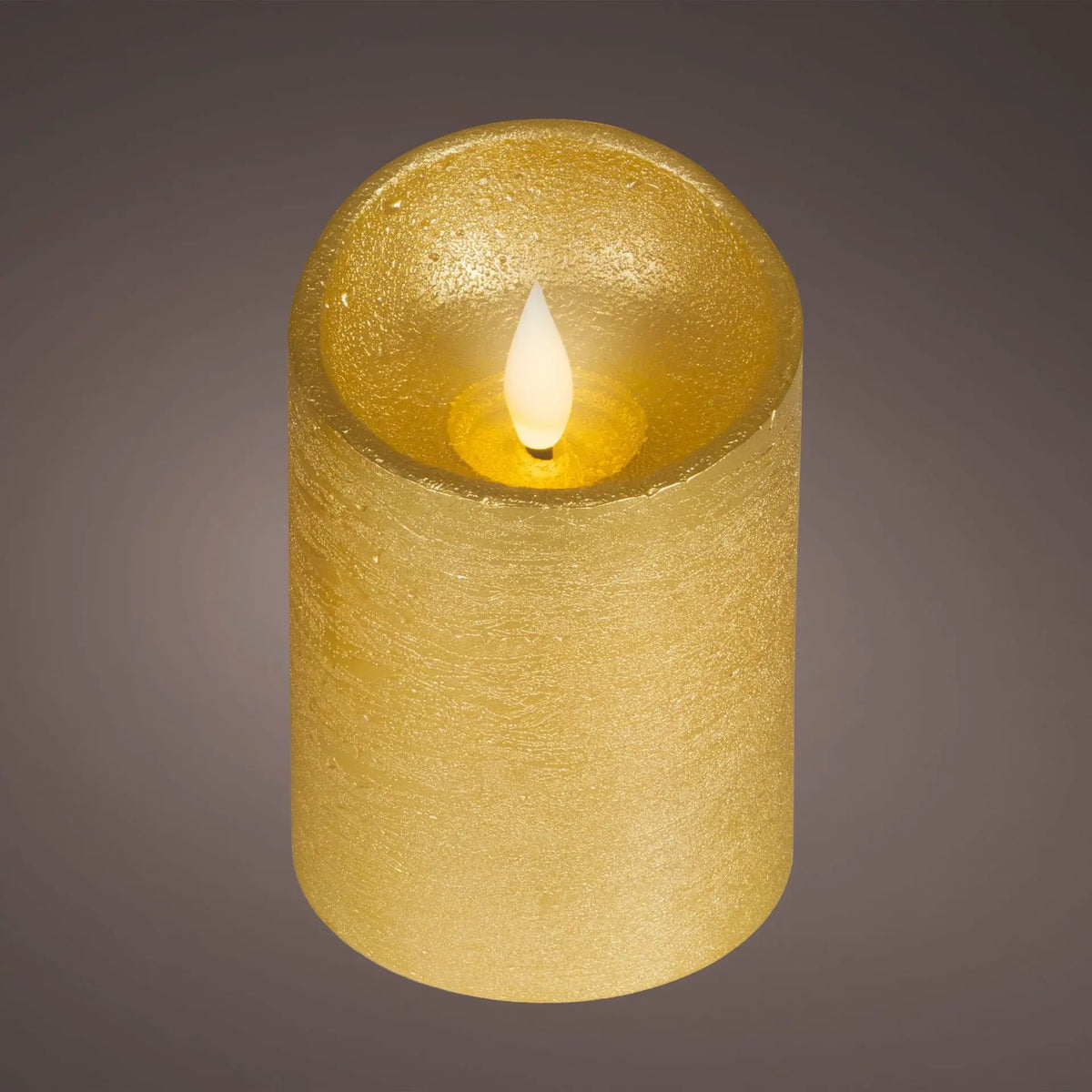 Candela in cera oro con LED Ø7,5 × H10,5 cm