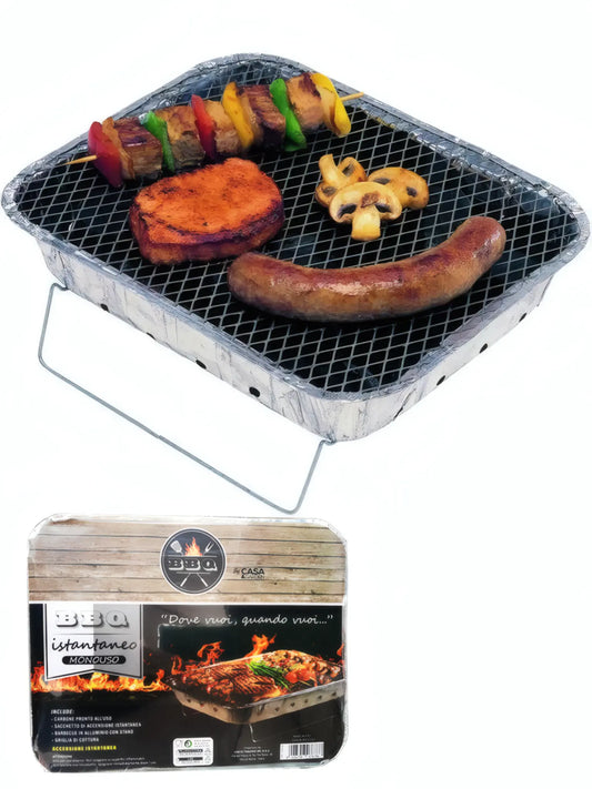 Barbecue usa e getta con carbone istantaneo 31x21x5 cm
