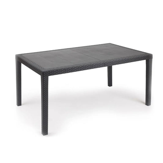 Tavolo rettangolare Prince effetto rattan antracite cm 150x90x72h