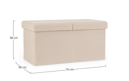 2x Pouf beige in bouclé 76x38x38