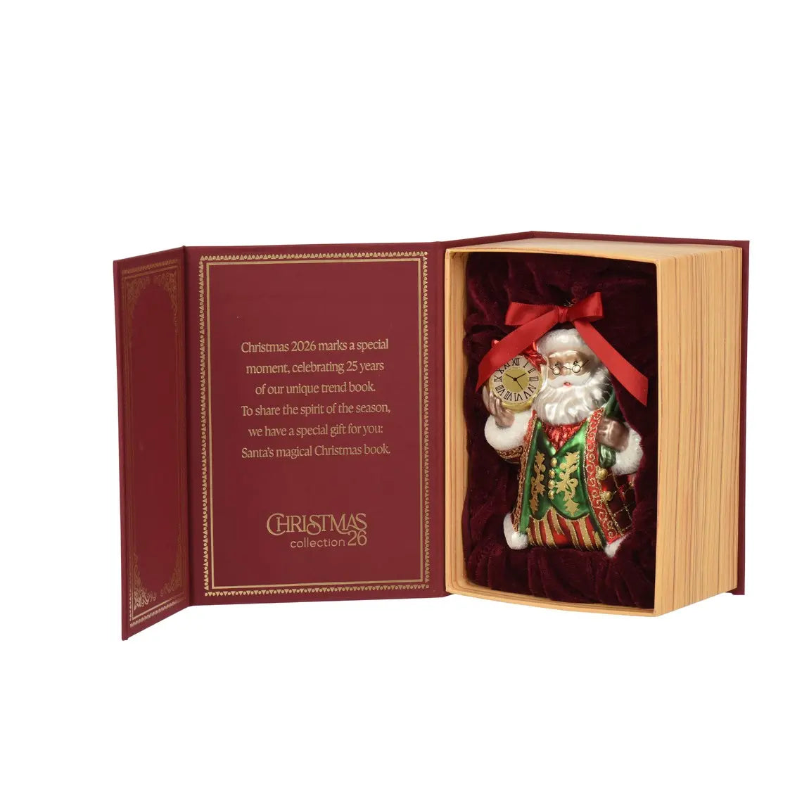 Decorazione Babbo Natale in vetro con box H13 cm