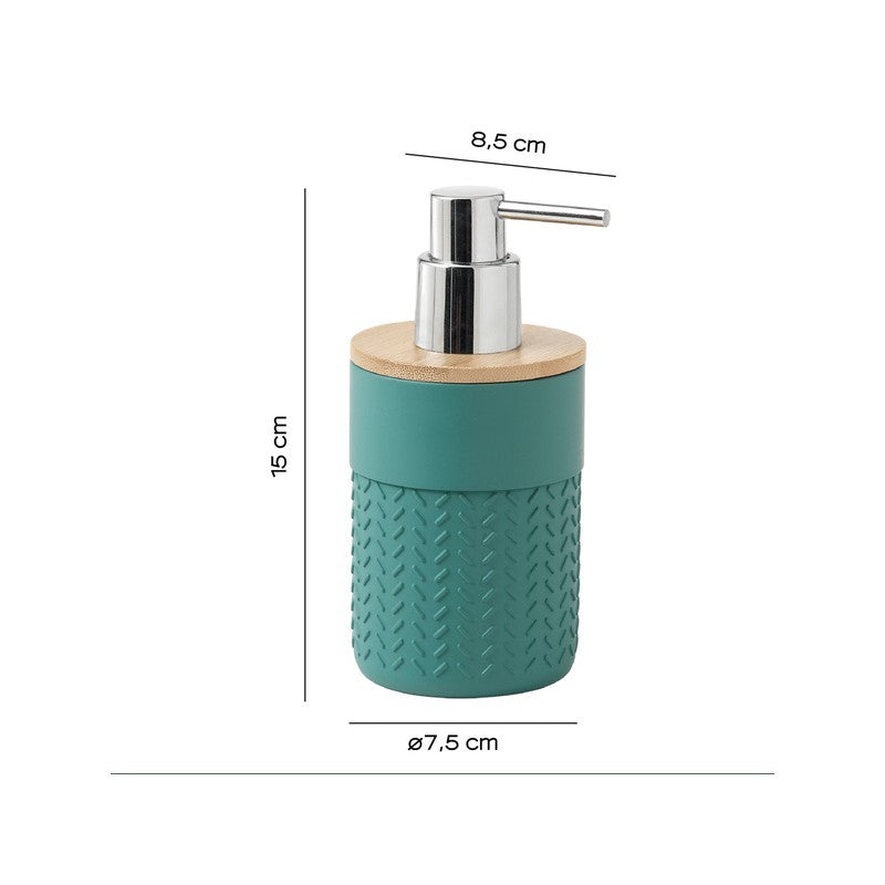 Dosasapone Thea in resina e bambù verde/naturale 15 x 8,5 x 7,5 cm