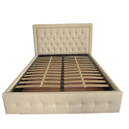 Letto matrimoniale contenitore Buttonsquare champagne con testiera trapuntata