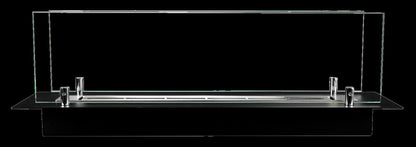 Bruciatore per camino a bioetanolo in acciaio con vetri da 65 cm