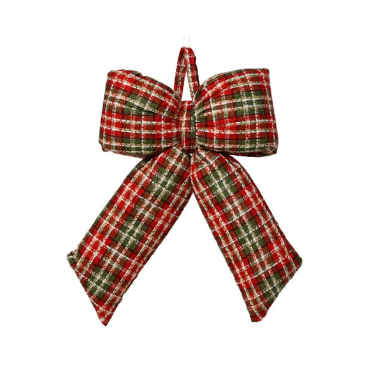 Fiocco natalizio a quadri verde e rosso 40 × 30 × H12 cm