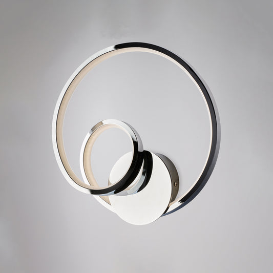 Applique in metallo e alluminio cromo lucido con led integrato H.26 - L.26 - P.8