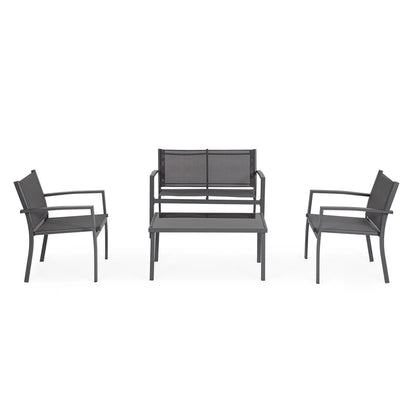 Set salotto Florida 4 Posti antracite con tavolino in vetro temperato
