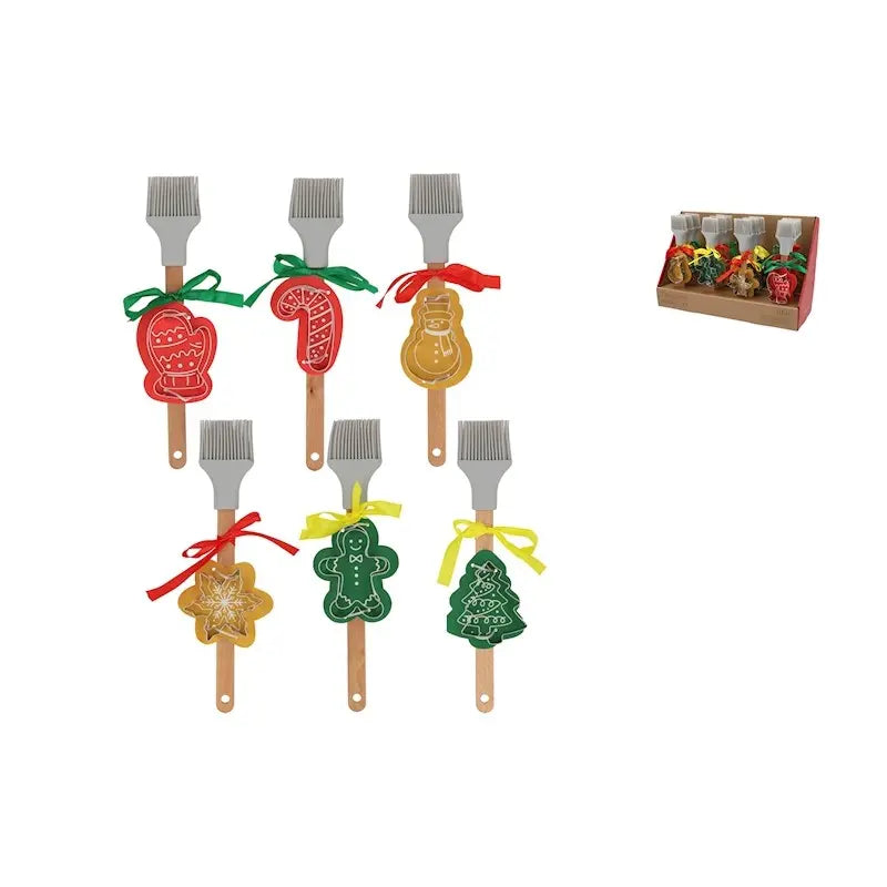 Pennello in silicone con manico in legno e stampo in acciaio inox 27 cm - 1 pezzo assortito