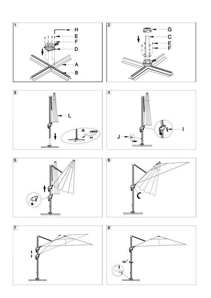 Ombrellone in Alluminio Color Sabbia con Palo Laterale 4x4 m