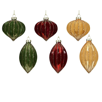 Ornamento natalizio a cipolla in vetro Ø8 cm – 1 pezzo assortito
