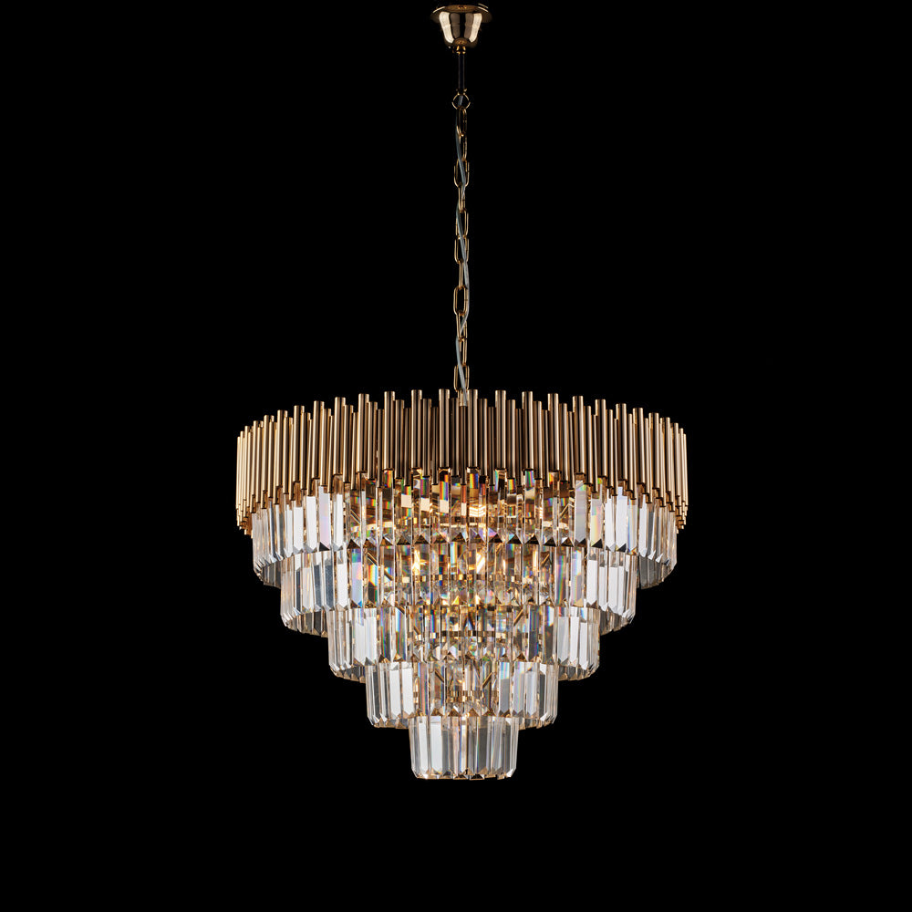 Lampadario in ferro dorato con strass 9 luci H.47 - MAX 107 - Ø62