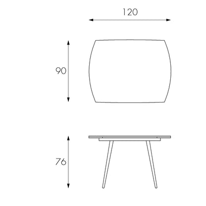 Tavolo allungabile con top in vetro temperato bianco 120/180x90h cm
