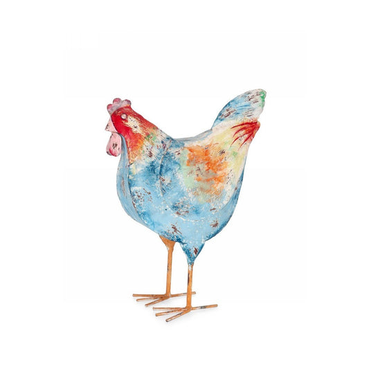 Bizzotto decorazione gallina Nuna in metallo multicolor blu h 25,5 cm